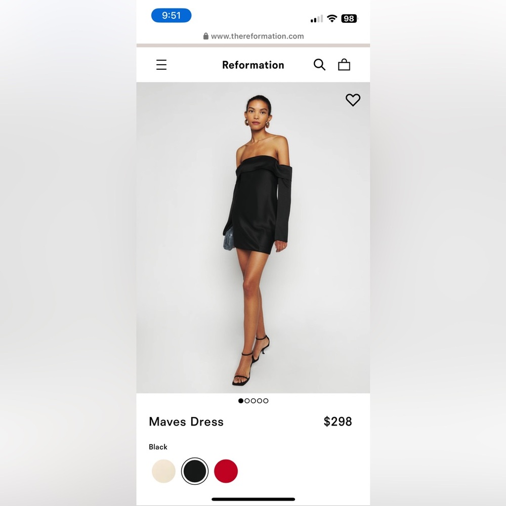 Reformation Maves Dress mini off the shoulder